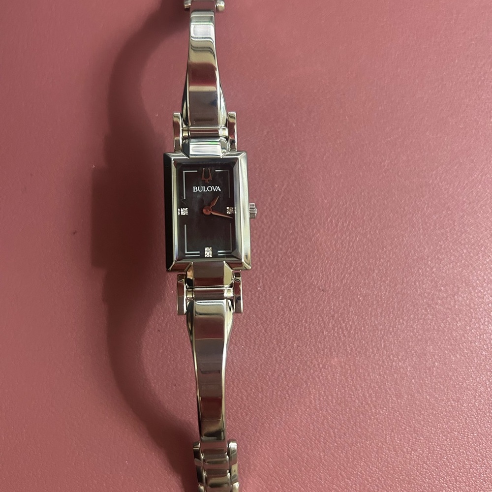 New Bulova Silver Rectangular Face Watch With Sta… - image 6